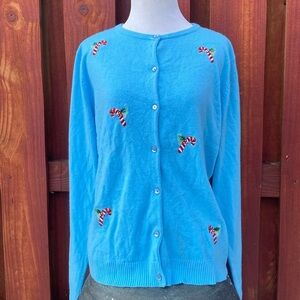 Wish For Joy Women’s Christmas Button Down Sweater Size L (14-16)